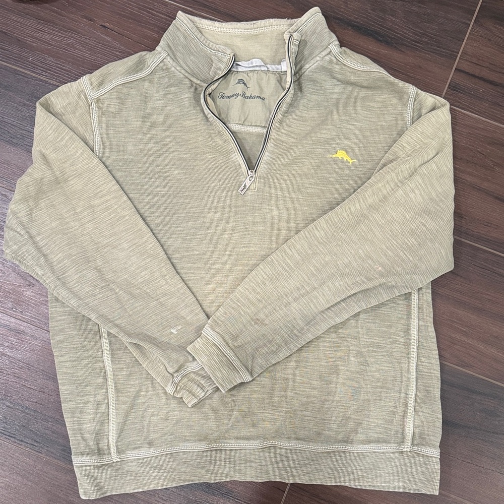 Tommy Bahama Men's Green Zip-Up Sweater